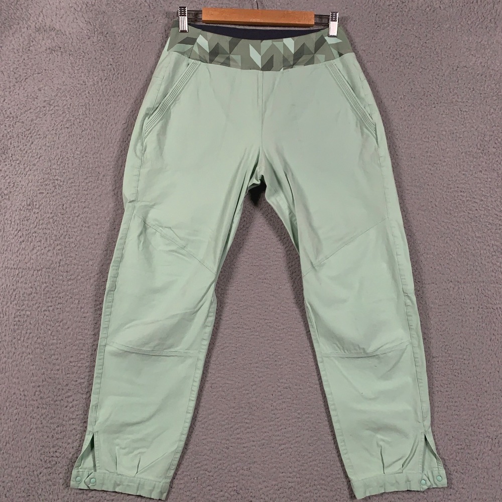 Patagonia Caliza Rock Pant Womens 8 Green Climbing Hiking Stretch Organic Cotton